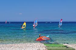 Samos Windsurf and Bike Centre - Greece. Beach launch, beginner windsurfers.