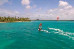 Tobago - Caribbean. Windsurf and kitesurf action. 