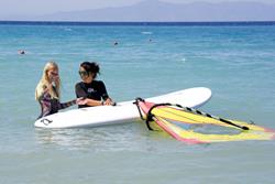 Ialyssos Beach, Rhodes. Windsurf instruction.