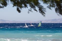 Ialyssos Beach, Rhodes. Windsurf centre sailing spot.