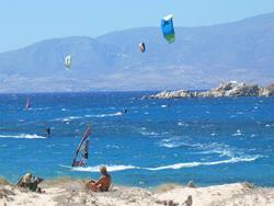 Greek Islands - Naxos. Kitesurf Holiday. Mikri Vigla sailing area.