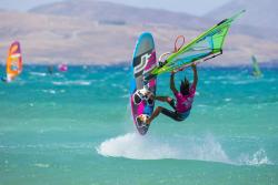 Sotavento, Fuerteventura - Canary Islands. Windsurf freestyle action.